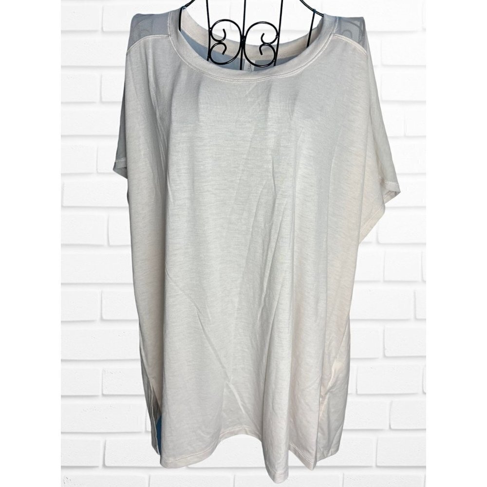 5/$25 Ideology T-shirt Women's 3X Short Sleeve Mesh Light Pink Off White